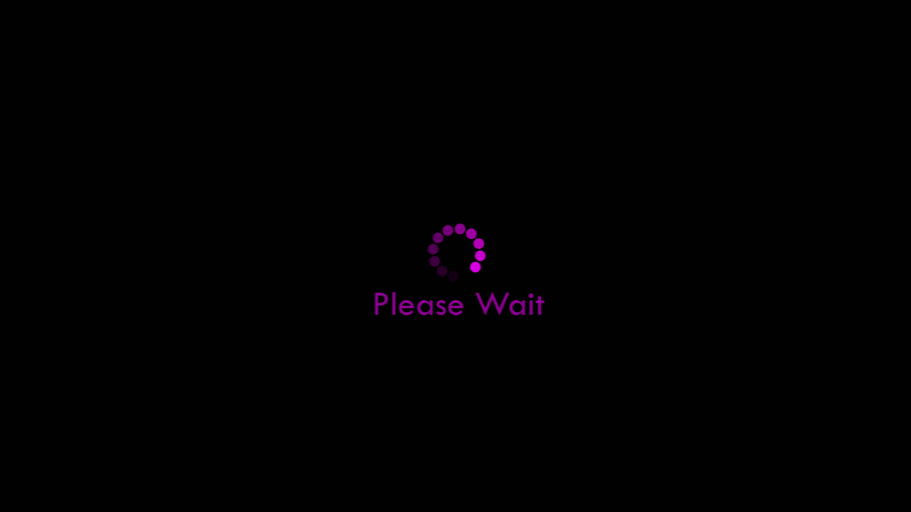 Purple Loading Spinner with Please Wait Text on Black Background