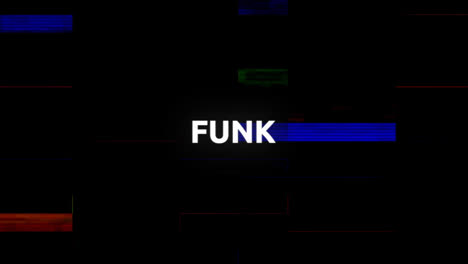 animation of funk text over colorful geometrical shapes