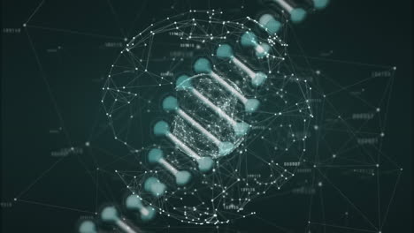 dna strand and network connections, scientific data processing animation