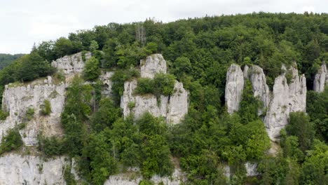 aerial view of limestone rock formation in typical german landscape