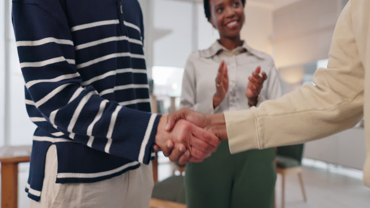 Business handshake at office