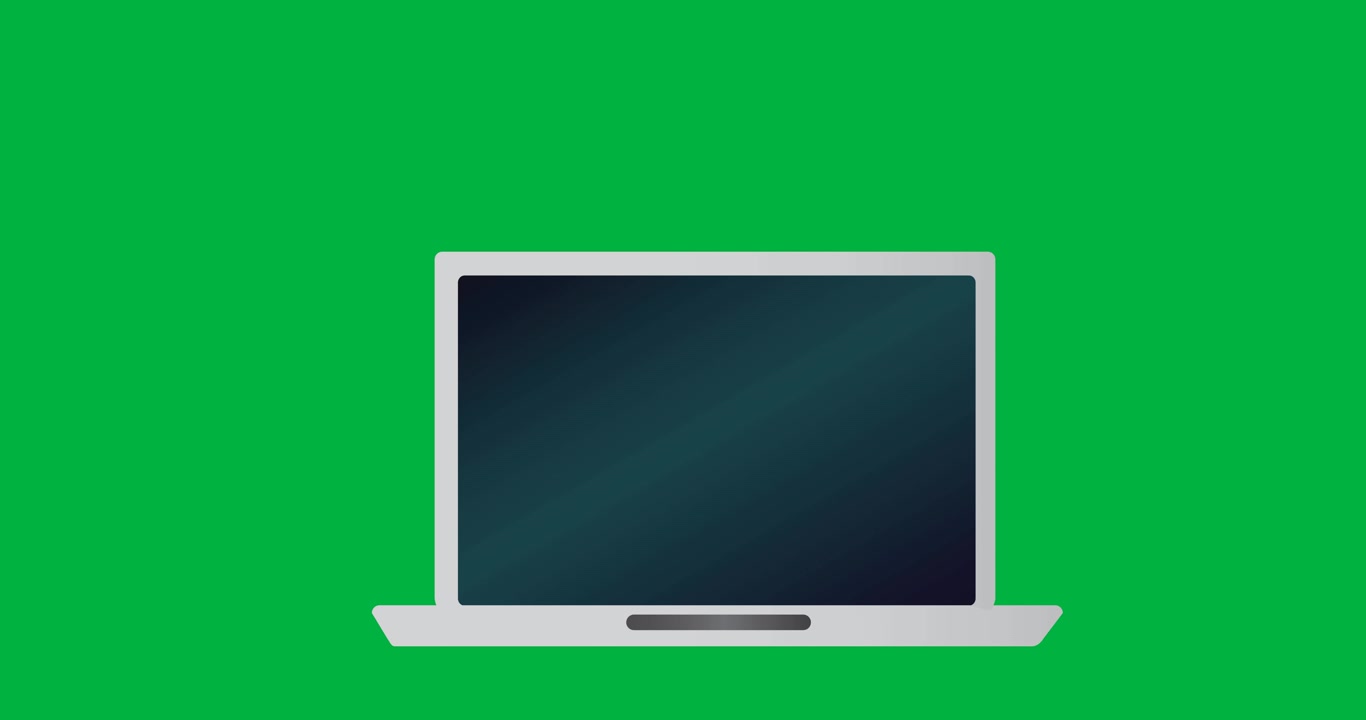 Digital animation of laptop icon moving against black background