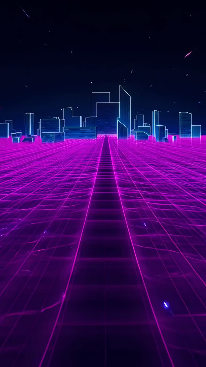 Retro-futuristico Sci-Fi Retrowave Griglia Neon 4K