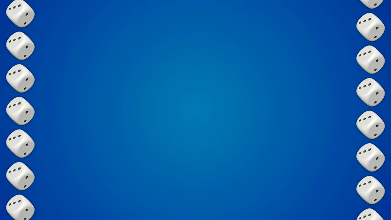 Dice cubes casino gambling blue border frame background