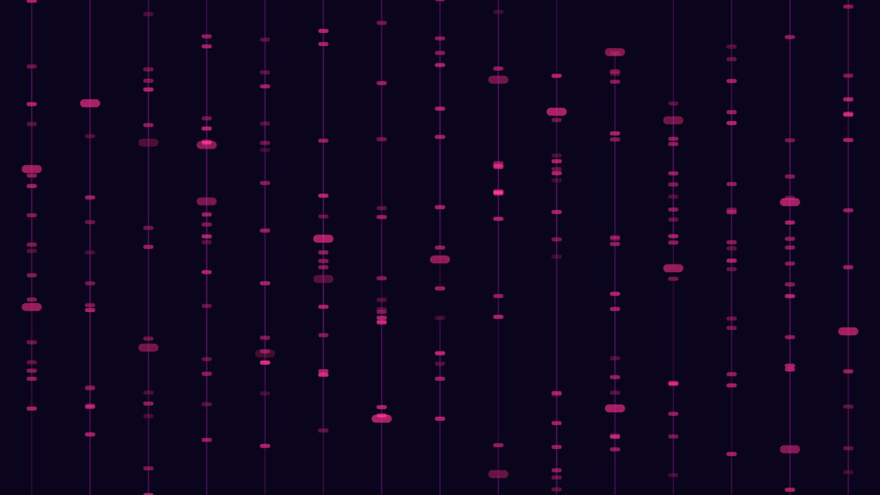 Futuristic digital background with vertical neon lines and glowing particles moving like a data stream, ideal for tech, cybersecurity, AI, network, and science visuals