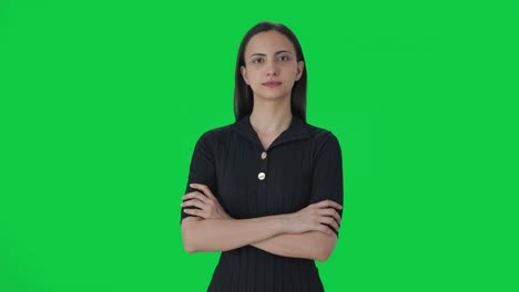 Portrait-of-Indian-female-news-journalist-Green-screen