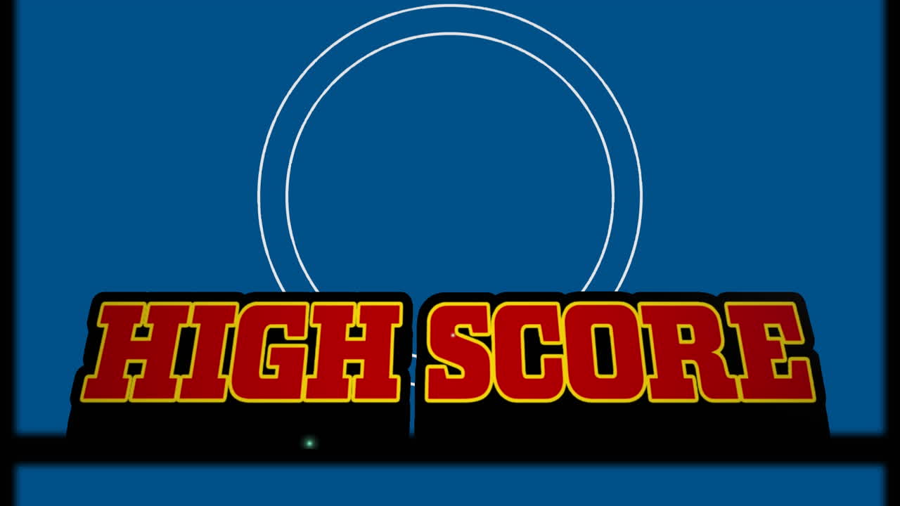 Animation of high score on blue background with tape reel