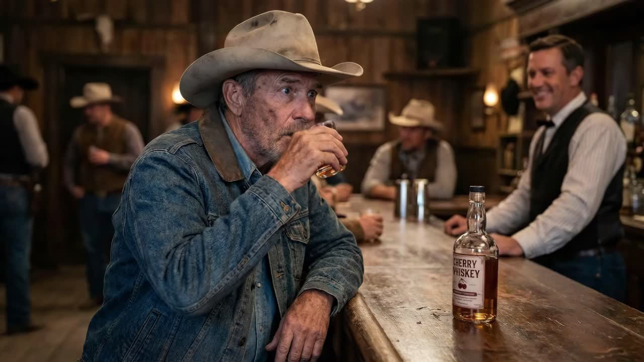 Cowboy in un whiskey bar