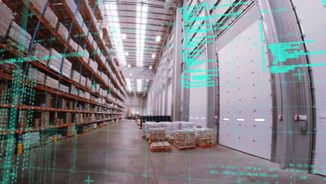 animation of data processing over empty warehouse