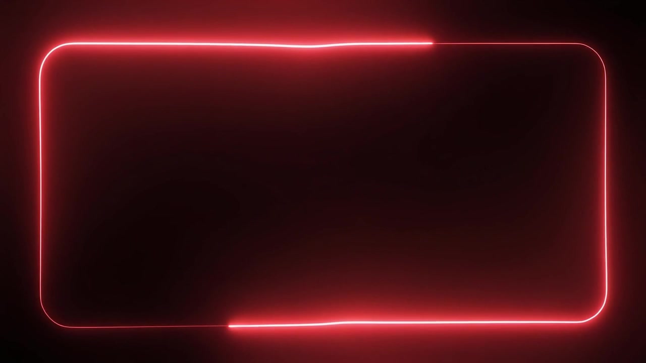 Glowing Red Neon Rectangular Frame on Dark Background