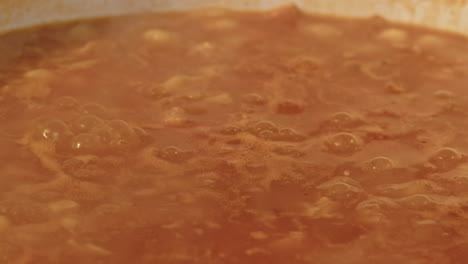 Close-up-of-simmering-stew-with-chick-peas