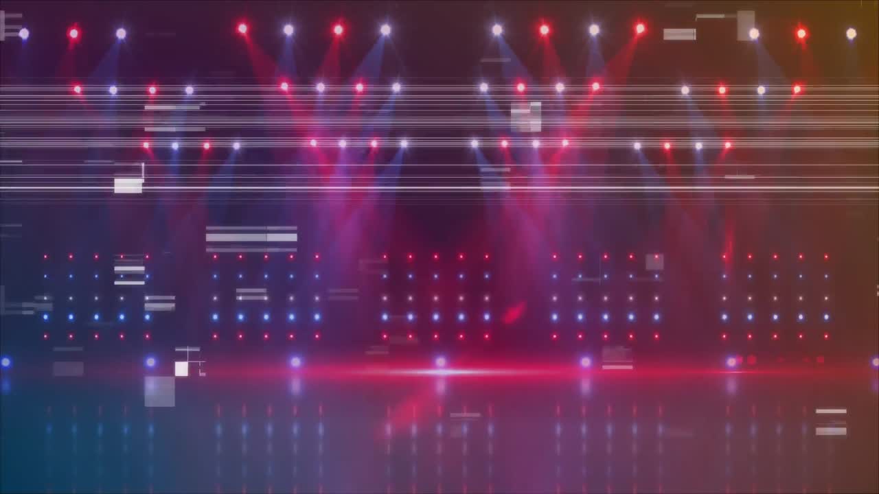 Stage with colorful lights and glitches