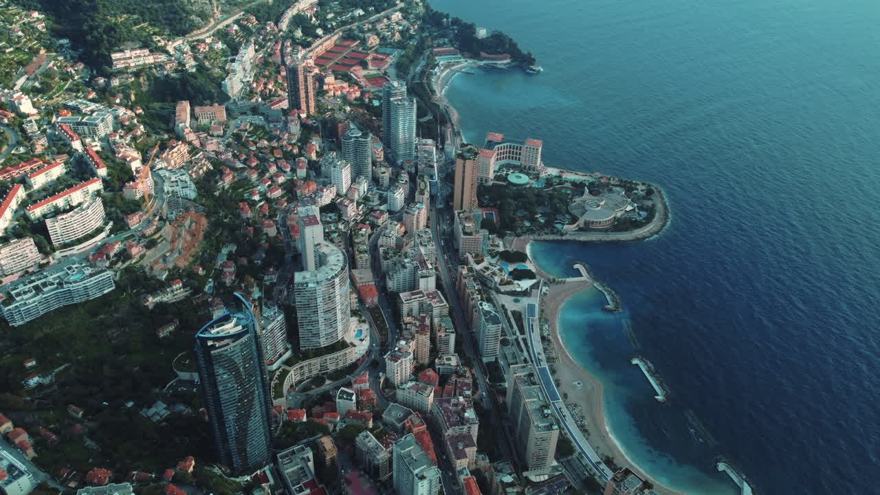 모나코 도시 풍경의 공중 풍경