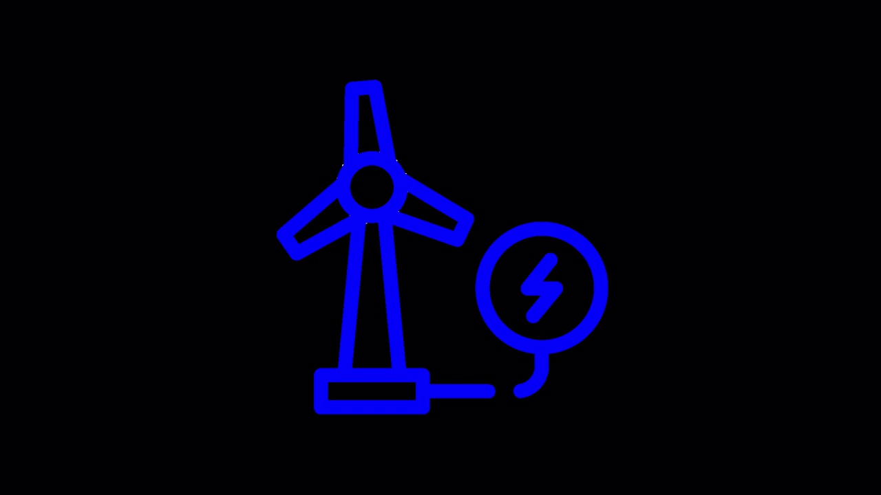 Animated Blue Wind Turbine Icon Generating Electricity