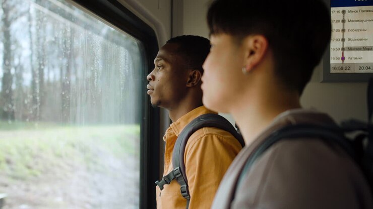 Friends on the train