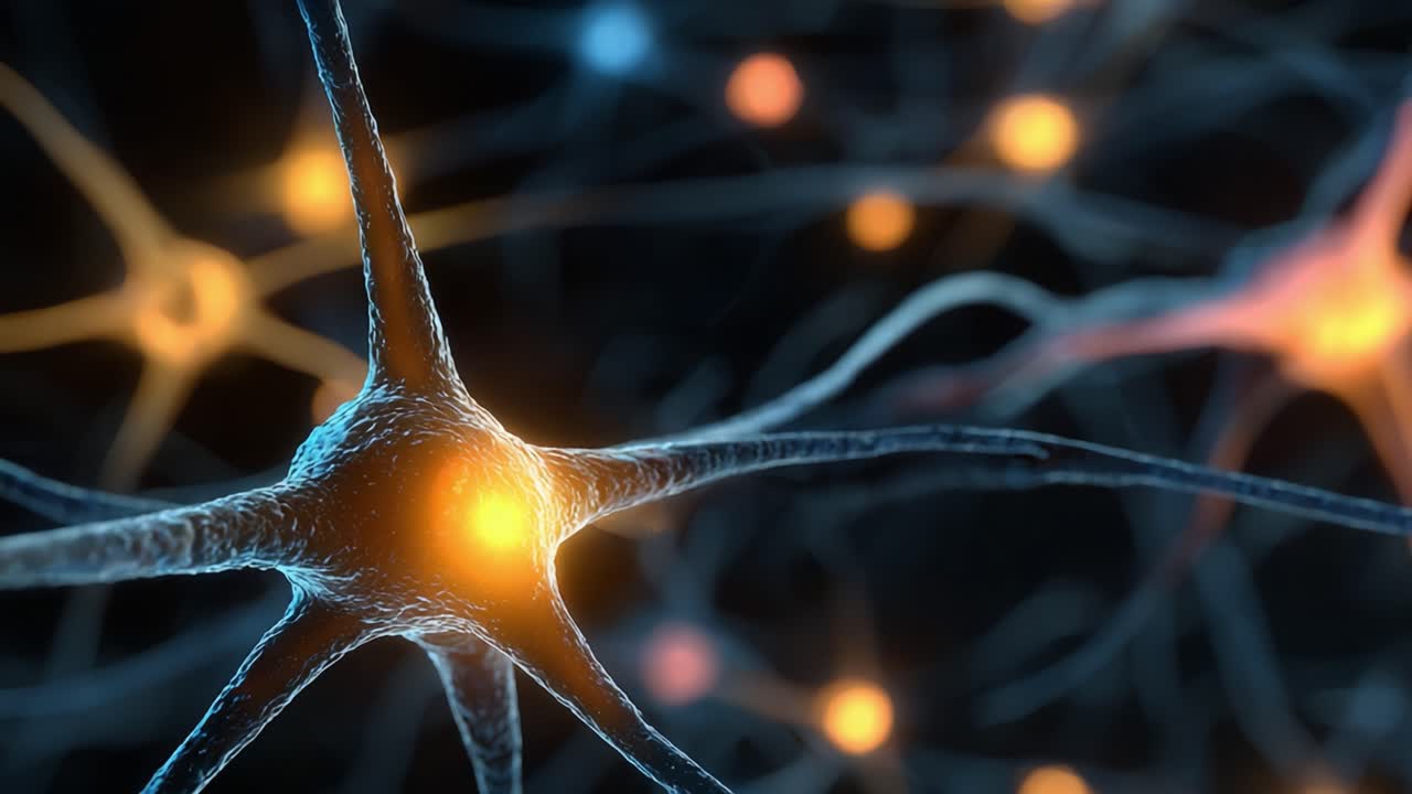 An In-Depth Look at Neuron Structures with Glowing Synaptic Connections, Showcasing the Intricate Networks of the Nervous System in Stunning Detail