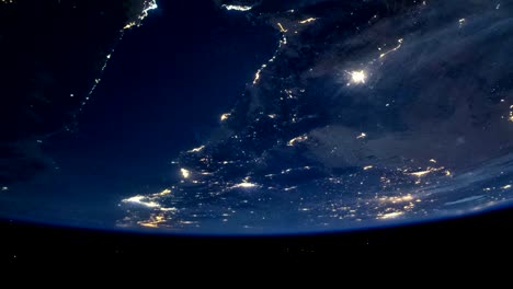 el río nilo, egipto, arabia saudita y partes del medio oriente como se ve desde el iss por la noche.
