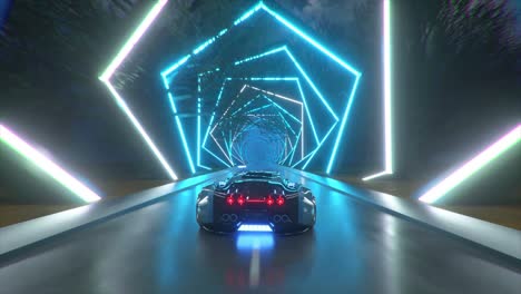 el túnel de automóviles de neón futurista