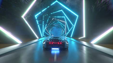 futuristic neon car tunnel