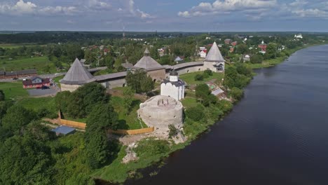 flight over staraya ladoga fortress in russia