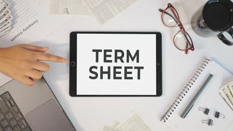 term sheet displaying on a tablet screen