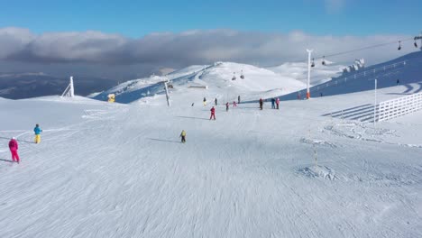 skiers on jahorina mountain slopes, bosnia and herzegovina ski resort, aerial