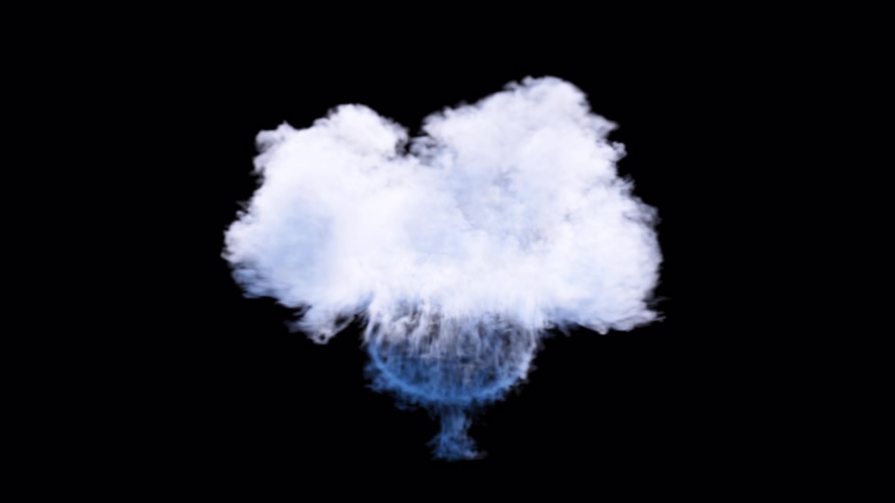 Blue smoke explosion on transparent background