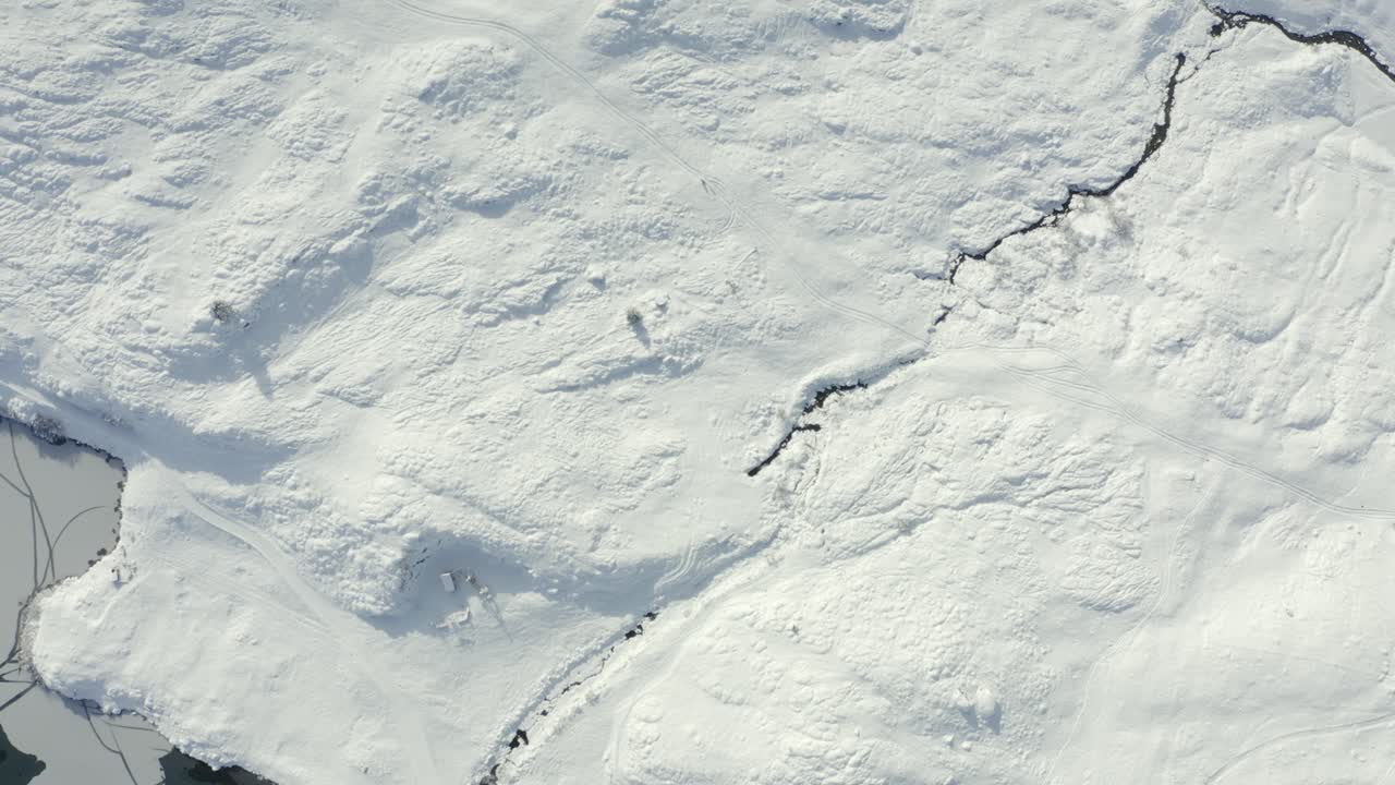 Aerial View of a Snow Covered Landscape in Winter