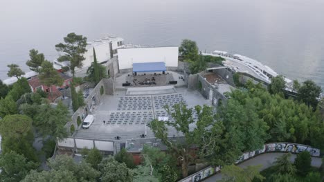 Aerial-Of-The-Summer-Stage-Near-Opatija-City-Park-In-Opatija,-Croatia