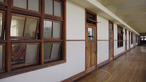 old toyosato elementary school, long hallways and classrooms, japan