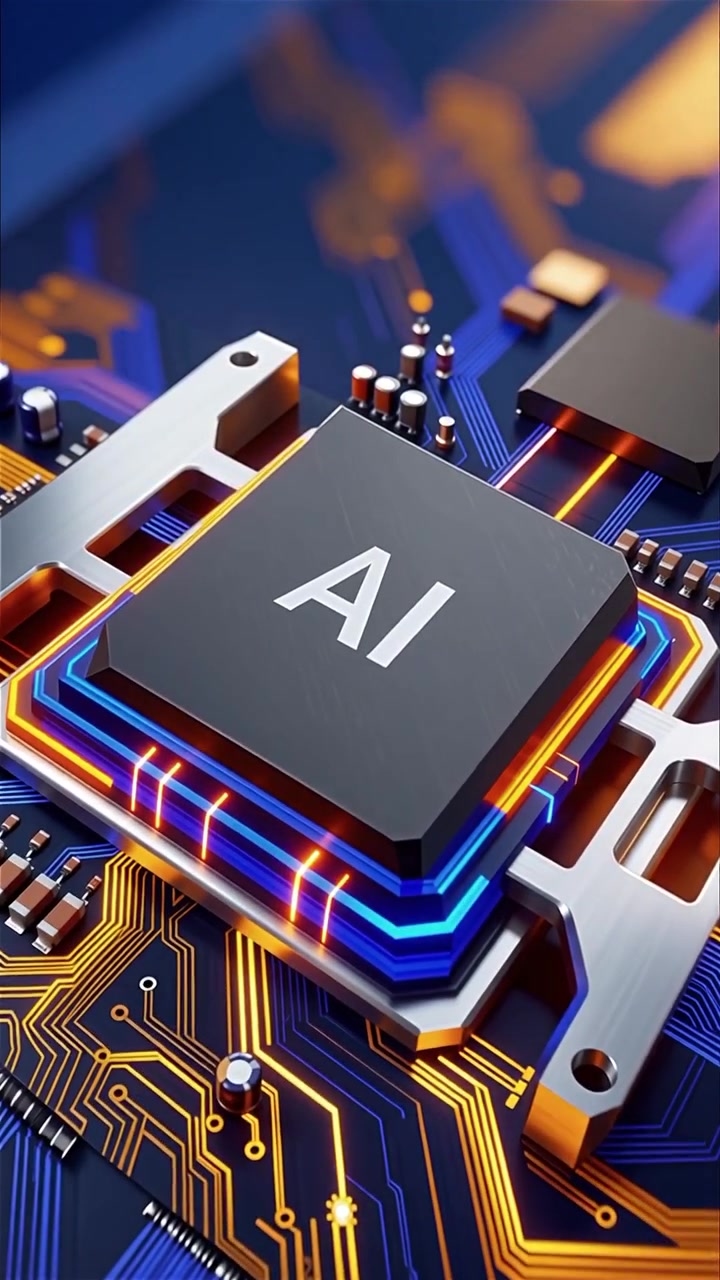 Futuristic AI Chip Motherboard Technology Background
