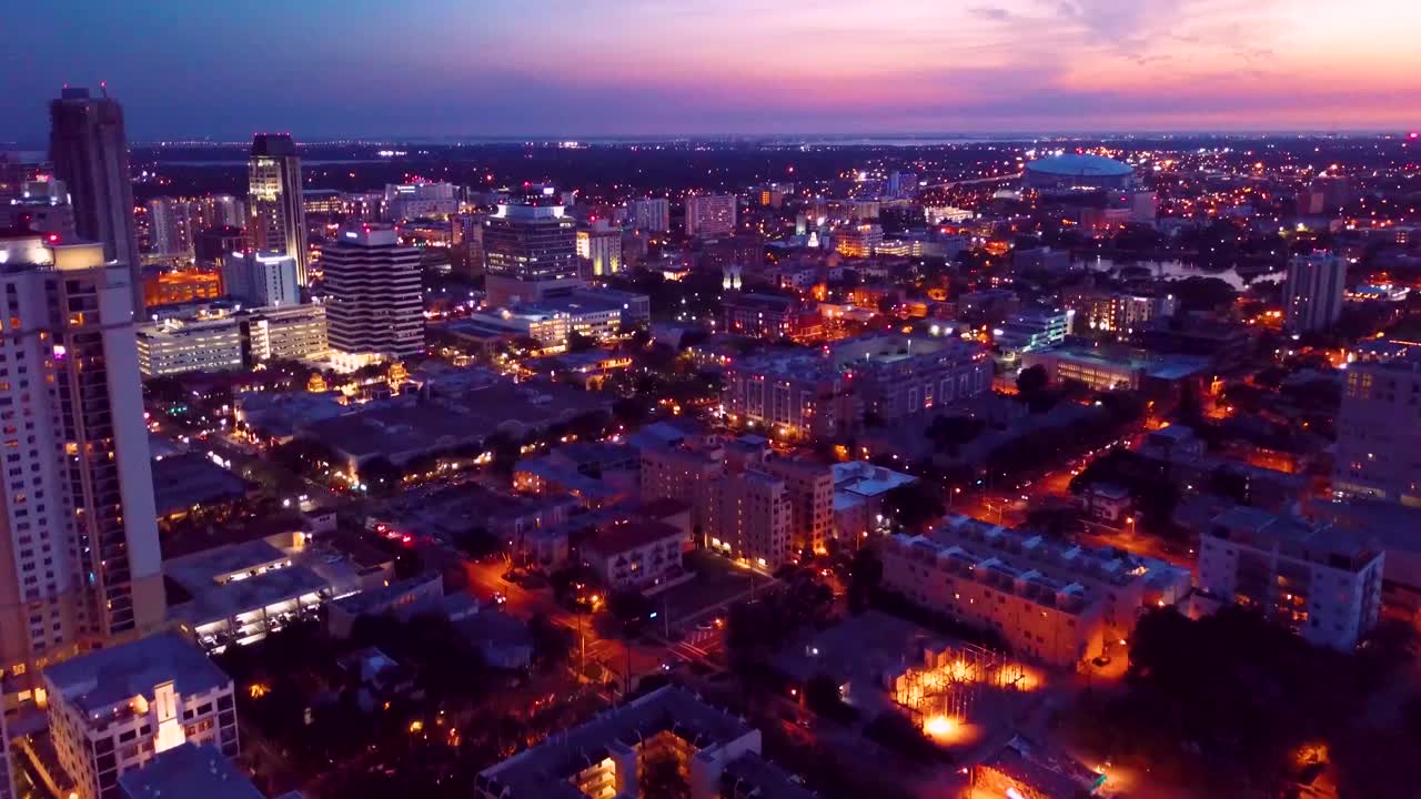 4K Aerial Evening Video of St Petersburg, Florida