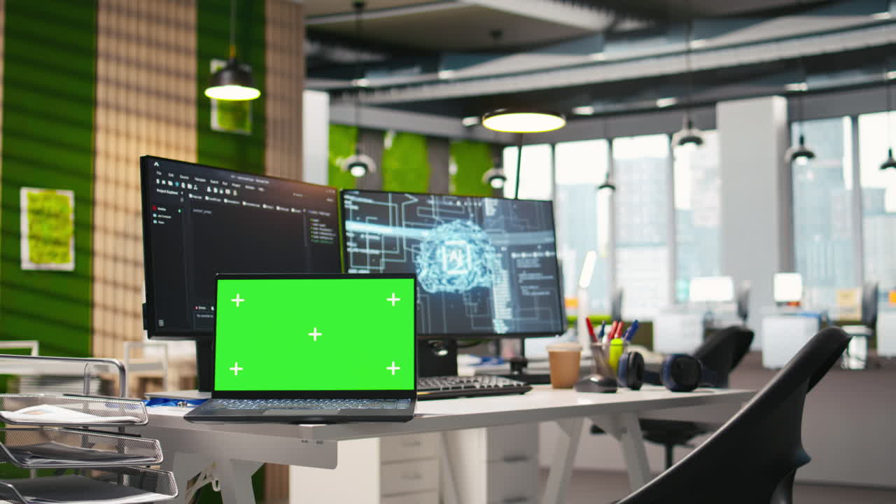 Chroma Key Notebook In Ai Industry Startup Workspace