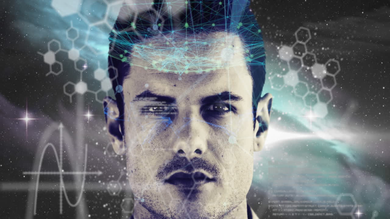 procesamiento de datos médicos sobre el hombre contra el espacio en el fondo