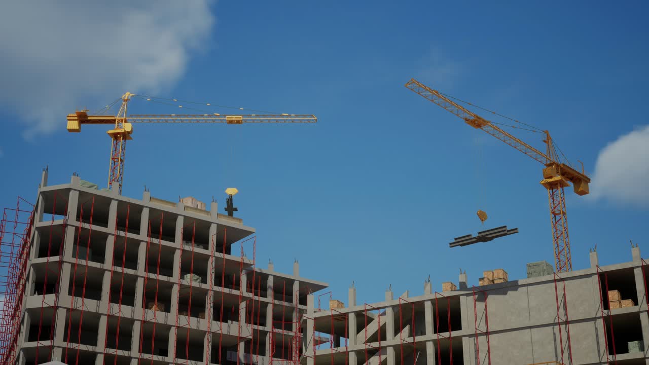 sitio de construcción de un rascacielos con grúas