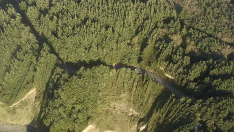 Oregon-coast-aerial-of-Highway-1010-surrounded-by-forest