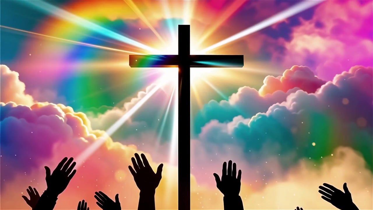 Christian Cross Heavenly Light Worship Background