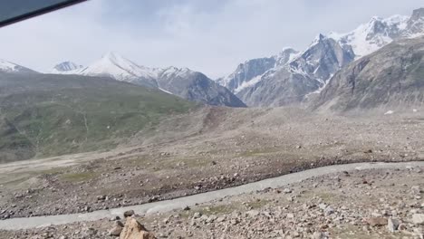 in the car showing different types of hills in the manali