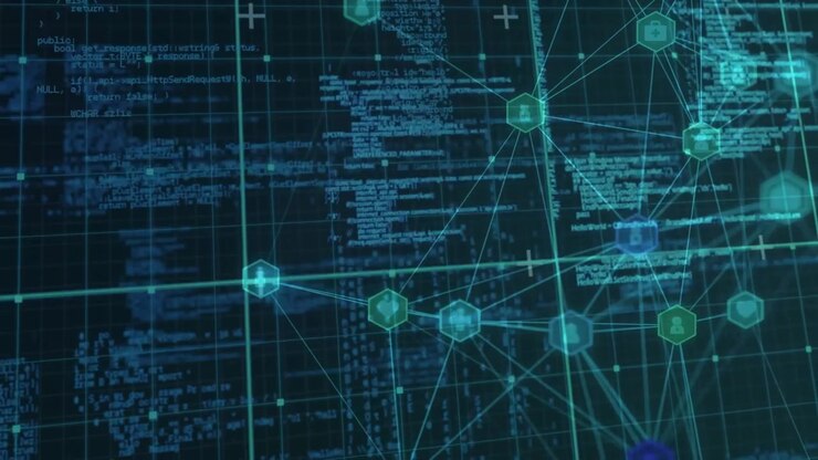 Upon interface launching, hexagonal nodes appearing right and connecting left to map code network