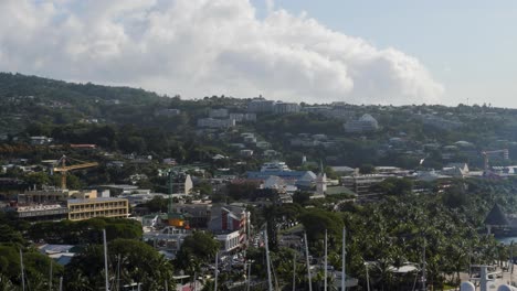 protestant church of paofai close to the nanuu bay waterfront promenade in papeete, tahiti, french polynesia.papeete cityscape.
