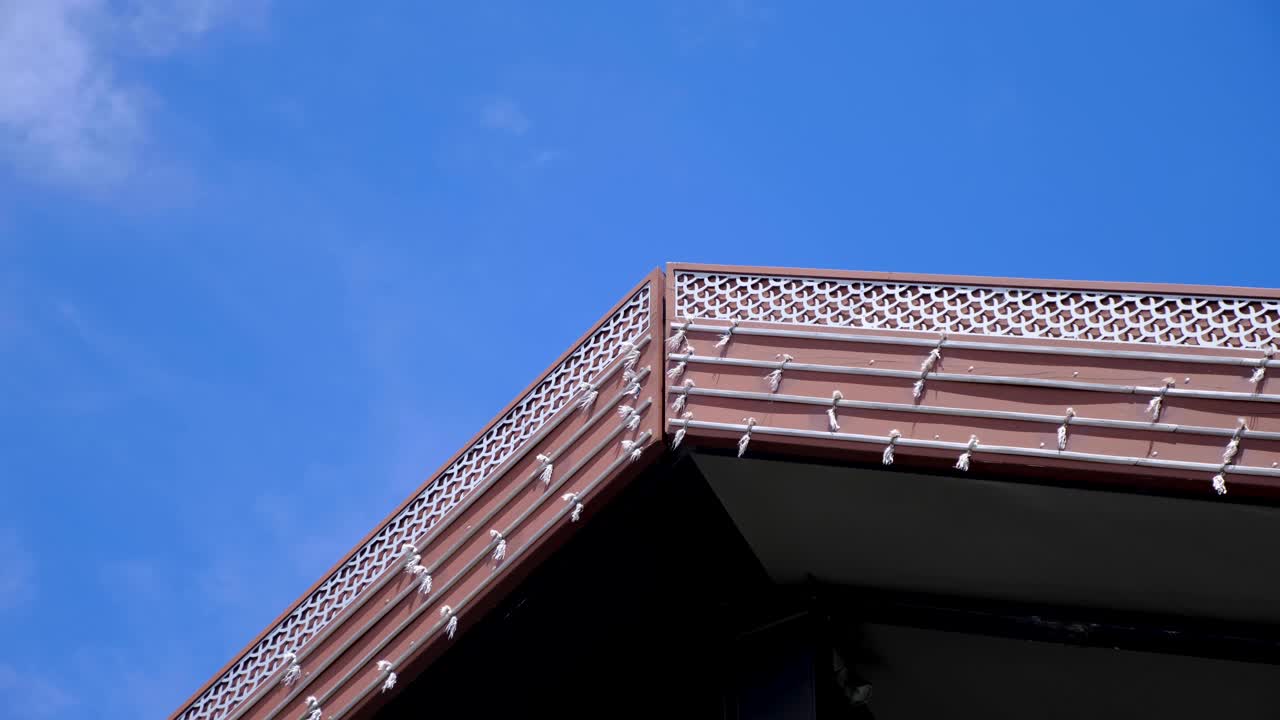 Close up of intricate design of Te Raukura Wharewaka traditional Maori building in capital city of Wellington, New Zealand Aotearoa