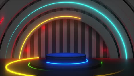 colorful neon stage podium