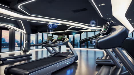futuristic gym with treadmills