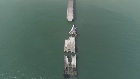 aerial - sunken ship of the pier