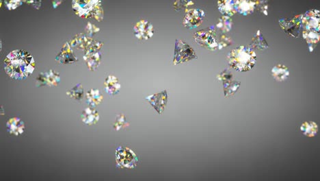 colorful shining brilliant diamonds fall 3d render seamless loop animation