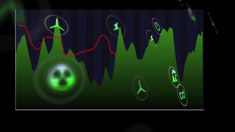 Animation-Von-Öko-Symbolen-Und-Datenverarbeitung-über-Statistiken