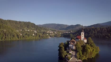 Aerial-pan-of-Lake-Bled