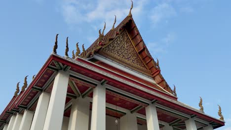 asian white and red temple exterior design, no people