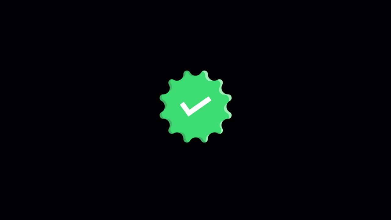 Green Checkmark Badge on Black Background