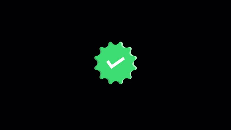 Green Checkmark Badge on Black Background